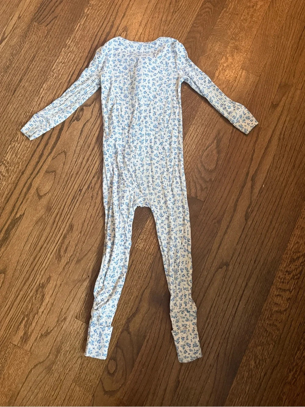 Posh Peanut Blue Floral Toddler Zip Pajamas 18-24 months